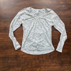 Lululemon Meant To Move Long Sleeve Scoop Neck Tiger Space Dye Black White 4/6